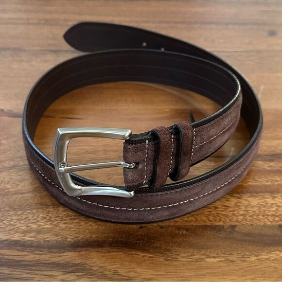 Massimo Dutti Men’s Brown Leather Suede Belt - Picture 1 of 9